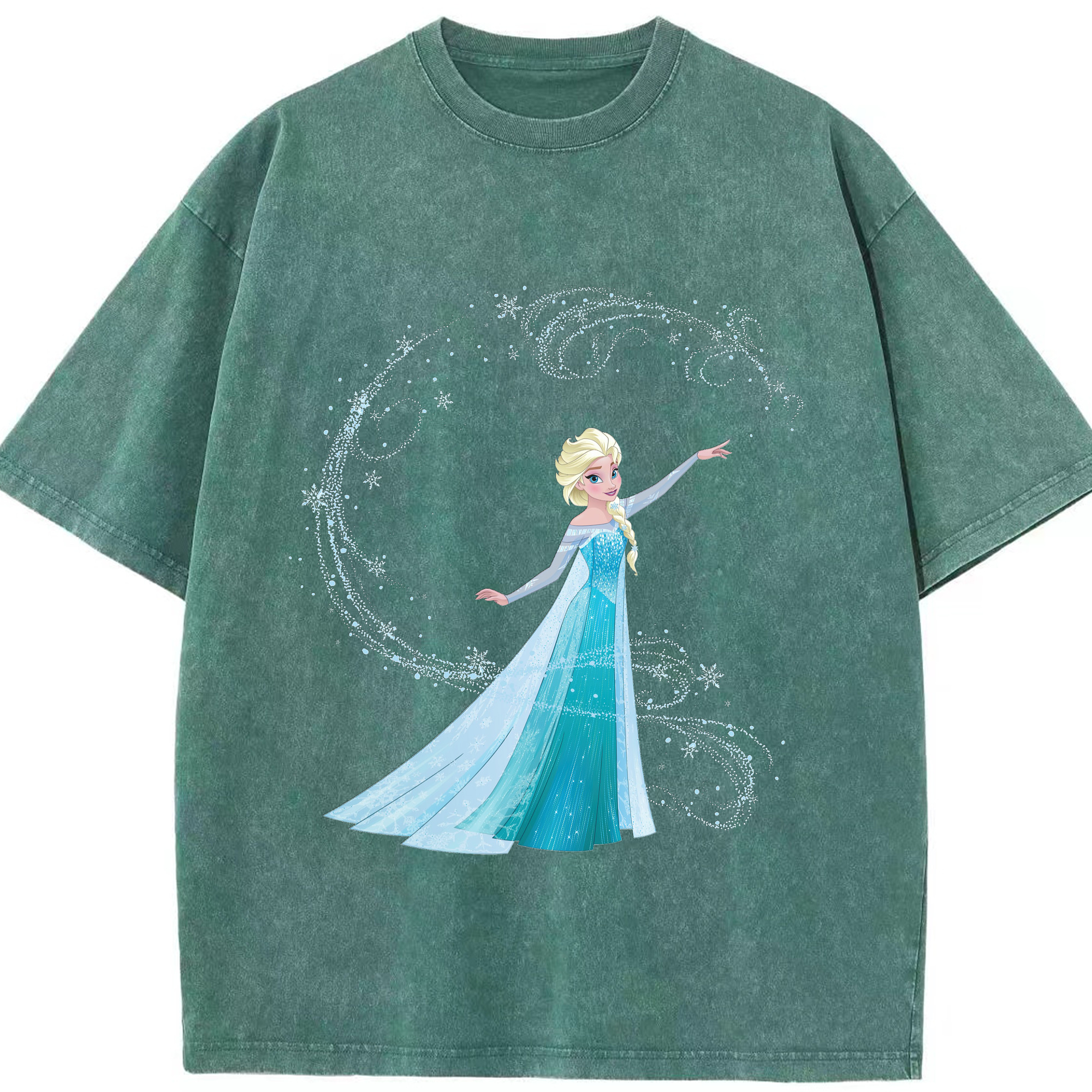 （画像用） アナと雪の女王 アンナ エルサ Frozen Anna Elsa 綿100% ヴィンテージ風 半袖Tシャツ（フロントプリント）